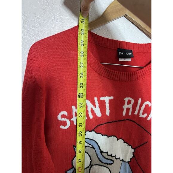 Rick and Morty Christmas Sweater Red Saint Knit Urban Outfitters Men Size Large - Picture 5 of 8